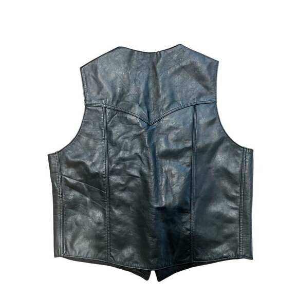 Western Express Leather Vest Black XXL Snap Buttons Cowboy Biker Western Wear - Picture 6 of 6
